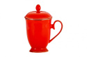 Komplet kubek z sitkiem i przykrywką do herbaty czerwony