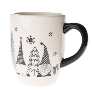 Kubek ceramiczny krasnale prezent na święta czarny skrzat