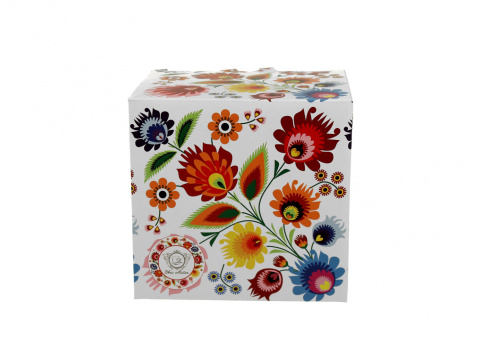 Kubek kubas w pudełku łowicz porcelana na urodziny kwiaty