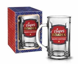 Kufel szklany dla dziadka na dzień dziadka super dziadek