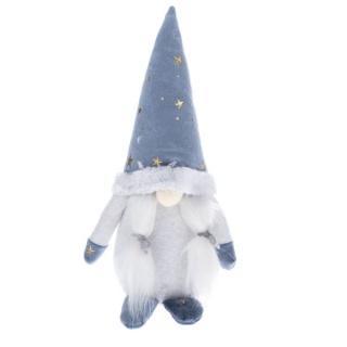 Ozdobny skrzat z filcu biały stojący figurka prezent święta