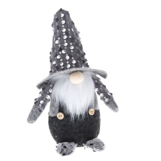 Materiałowy skrzat szary stojący figurka prezent na święta