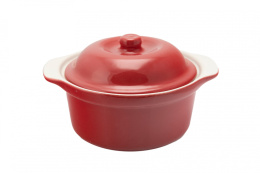 Naczynie do zapiekania ceramiczne czerwone z pokrywką sola