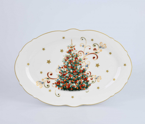 Półmisek owalny świąteczny talerz z choinką magnoble