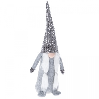 Krasnal skrzat z filcu szary stojący figurka prezent na święta