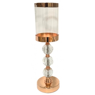 Złoty świecznik szklany klosz do salonu lampa na świecę