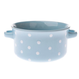 Miska ceramiczna niebieska w kropki z uszkami do kuchni