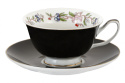Zestaw filiżanka porcelanowa czarna do herbaty ze spodkiem