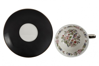 Zestaw filiżanka porcelanowa czarna do herbaty ze spodkiem