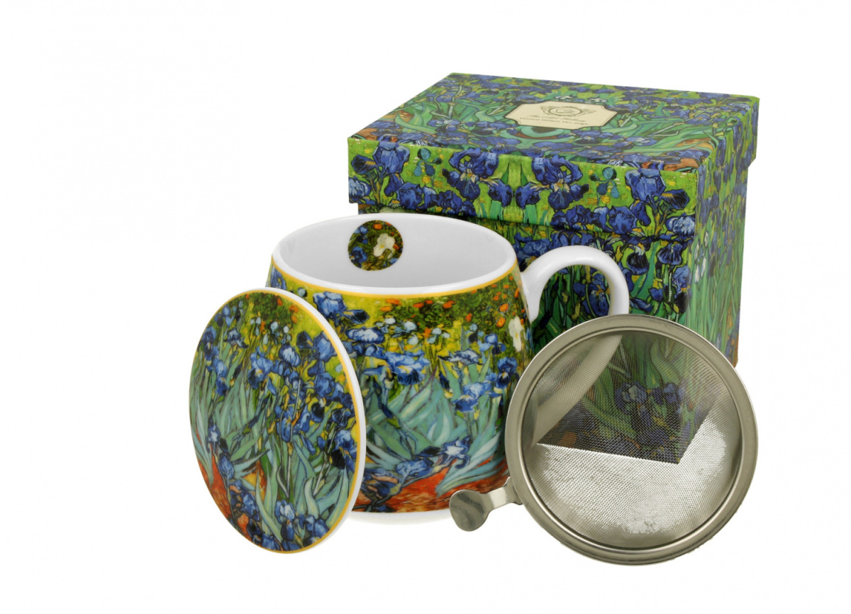 Zestaw kubek baryłka zaparzacz do herbaty ziół Gogh Irysy