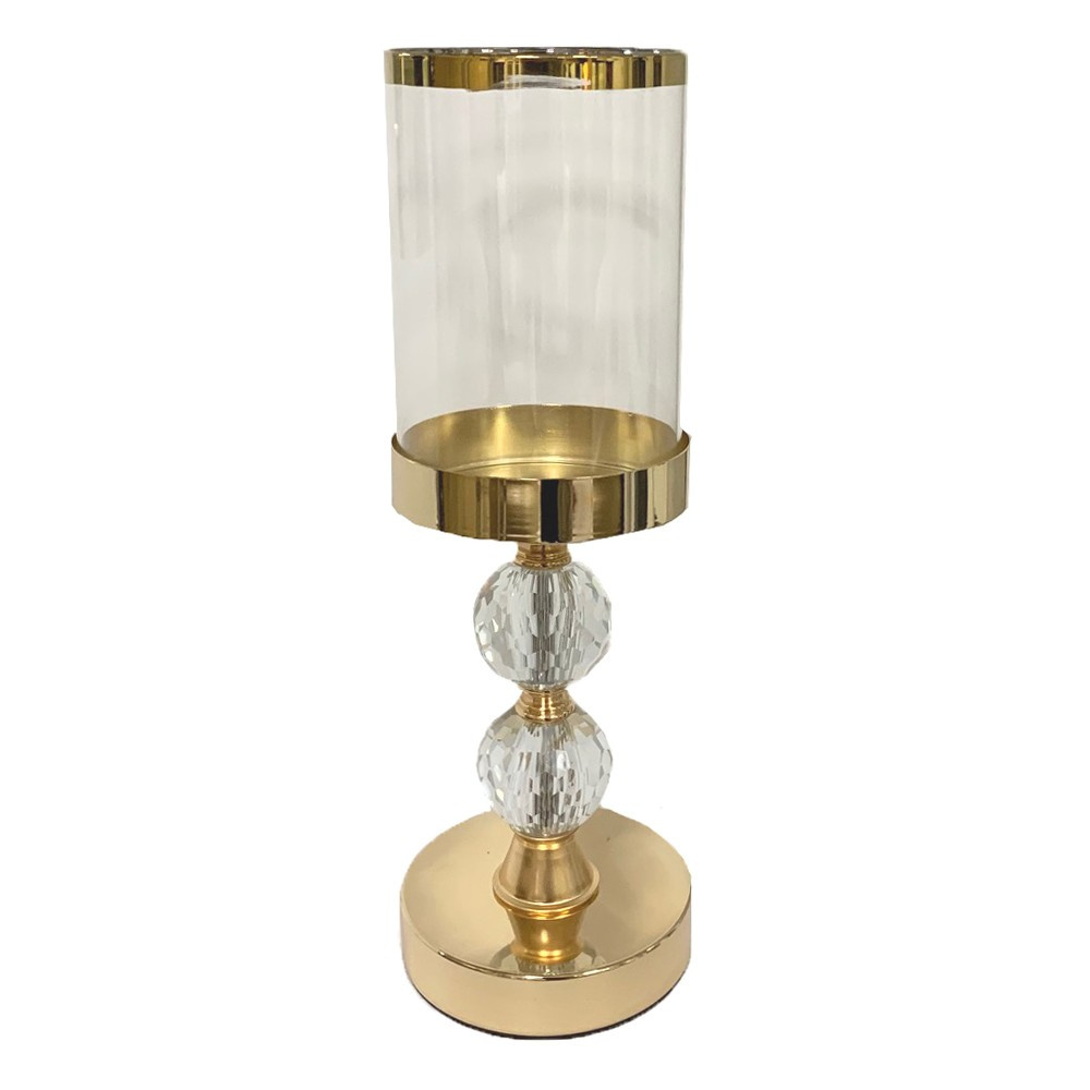 Złoty świecznik lampion szklany klosz lampa do sypialni