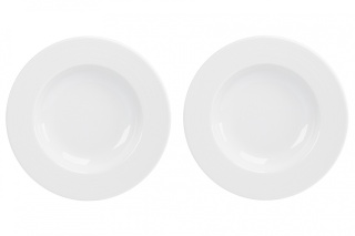 2 białe talerze obiadowe głębokie na zupę Kahla Nature