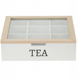 Drewniana skrzynka pudełko na herbatę białe na prezent