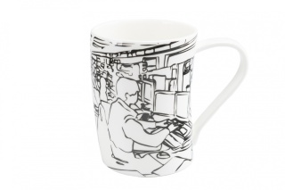 Duży kubek do herbaty kawy w pudełku na prezent czarny biały