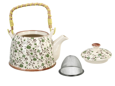 Zestaw dzbanek czajnik ceramiczny z zaparzaczem kwiaty