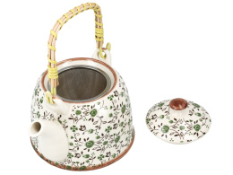 Zestaw dzbanek czajnik ceramiczny z zaparzaczem kwiaty