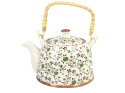 Zestaw dzbanek czajnik ceramiczny z zaparzaczem kwiaty