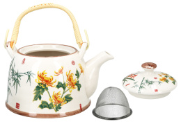 Zestaw dzbanek czajnik ceramiczny z zaparzaczem orient kwiat