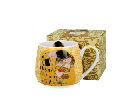 Kubek baryłka do herbaty Klimt Pocałunek na prezent ecru