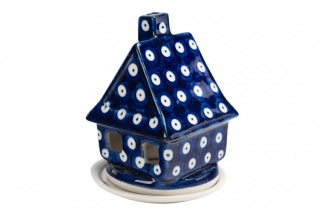 Świecznik z ceramiki Bolesławiec klasyczny wzór