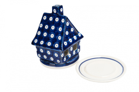 Świecznik z ceramiki Bolesławiec klasyczny wzór