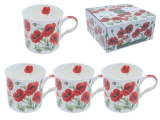 Wyjątkowy zestaw 4 kubków porcelana summer poppy maki