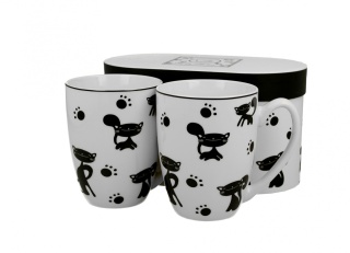 Zestaw 2 kubki w pudełku koty czarne na prezent kot kubek