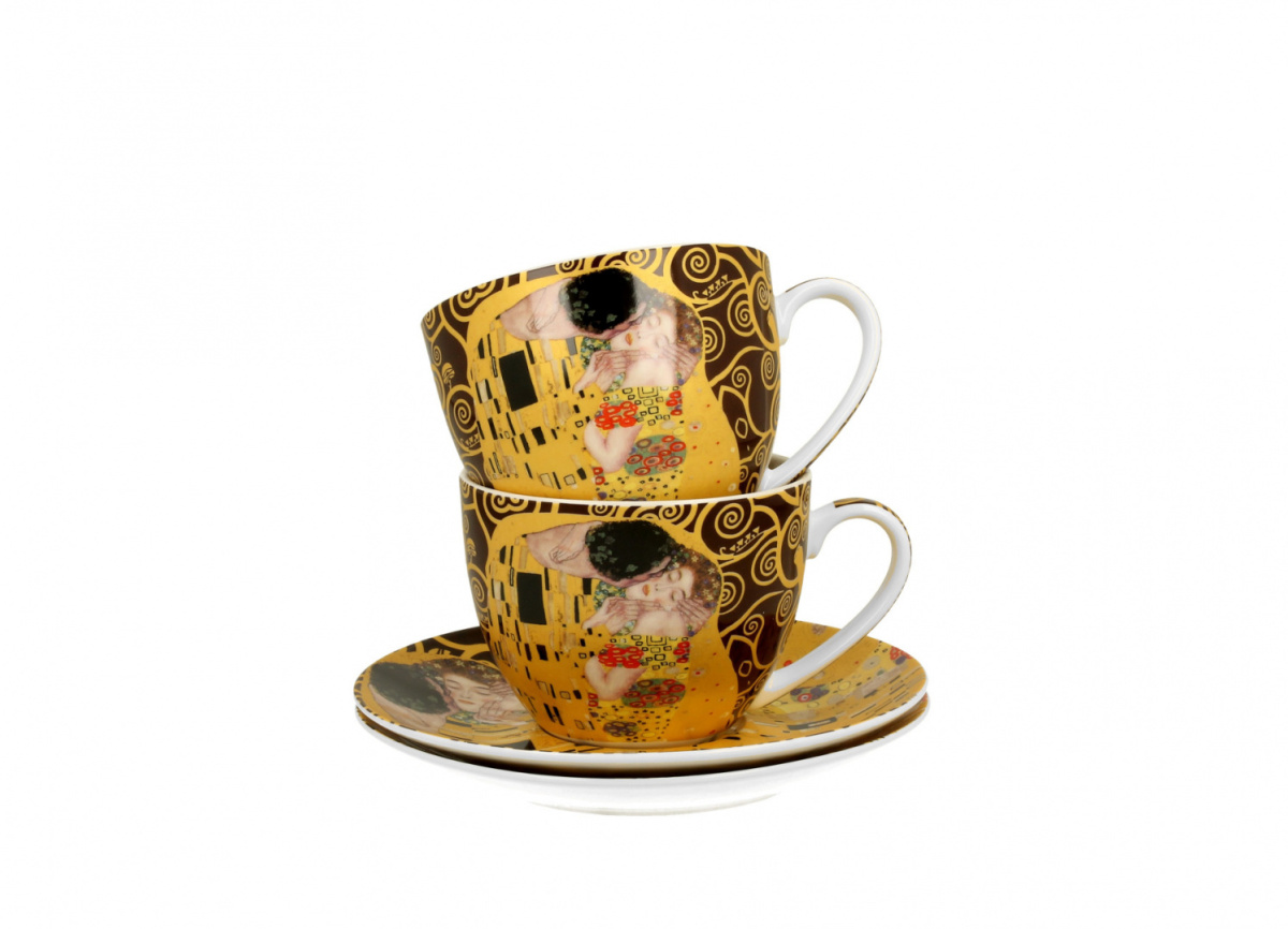 Zestaw dwie filiżanki ze spodkami do kawy Klimt Pocałunek