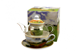 Zestaw filiżanka szklany imbryk tea for one Poppy Field Monet