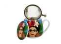 Zestaw kubek baryłka sitko do herbaty mexican art Frida