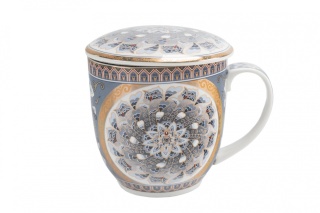 Zestaw kubek z zaparzaczem orientalny paw na prezent mandala