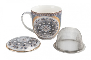 Zestaw kubek z zaparzaczem orientalny paw na prezent mandala