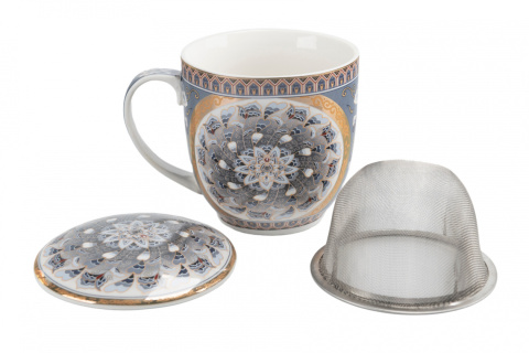 Zestaw kubek z zaparzaczem orientalny paw na prezent mandala