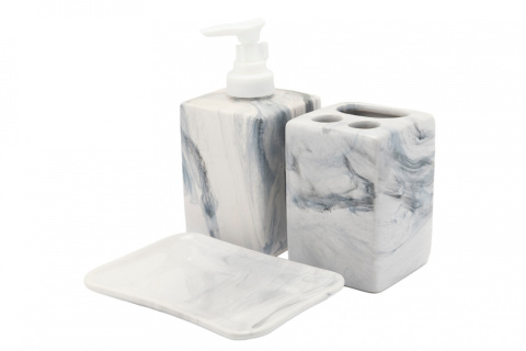 Zestaw łazienkowy ceramiczny kwadratowy 3 elementowy marmur