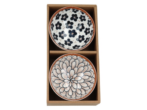 Komplet 2 miseczki orientalne okrągłe z porcelany miska