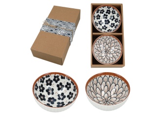 Komplet 2 miseczki orientalne okrągłe z porcelany miska