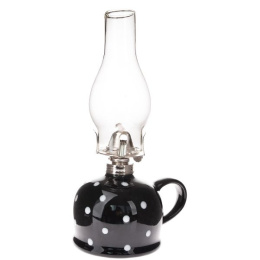 Dekoracyjna szklana lampa naftowa czarna w kropki świecznik
