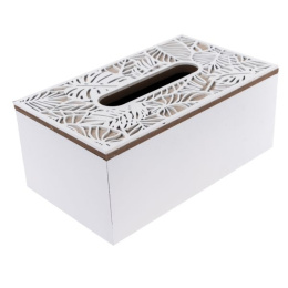 Drewniany pojemnik na chusteczki biały na prezent pudełko