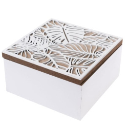 Ozdobne drewniane pudełko na drobiazgi białe na prezent