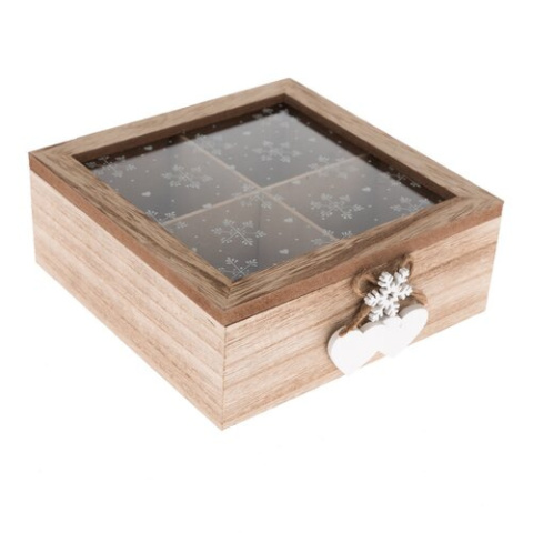 Drewniana skrzynka szkatułka na biżuterię herbatę brązowa