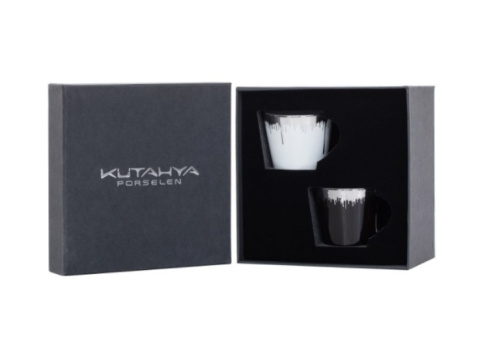 Komplet 2 filiżanki do kawy Kutahya toledo czarne białe