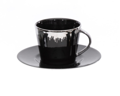 Komplet 2 filiżanki do kawy Kutahya toledo czarne białe