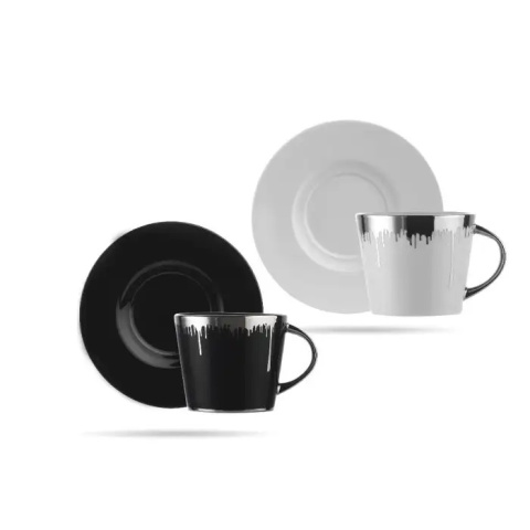 Komplet 2 filiżanki do kawy Kutahya toledo czarne białe