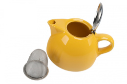 Komplet dzbanek czajnik ceramiczny z zaparzaczem żółty