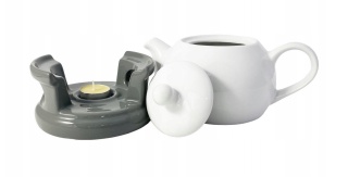 Komplet dzbanek na podgrzewaczu bella biel grafit na urodziny