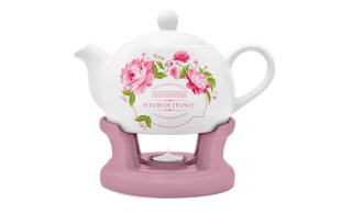 Zestaw dzbanek na podgrzewaczu bella fiore kwiaty różowe