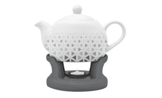 Komplet dzbanek z podgrzewaczem bella fiore trójkąty biały