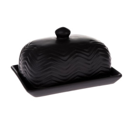 Maselnica czarna ceramiczna tłoczona pojemnik na masło