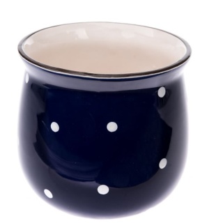 Osłonka doniczka ceramiczna na kwiaty granatowa w kropki
