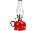 Ozdobna szklana lampa naftowa czerwona w kropki lampion